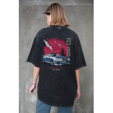 Жіноча Виварена Оверсайз Футболка Without Washed З Принтом Skyline Black