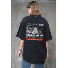 Жіноча Виварена Оверсайз Футболка Without Washed З Принтом Streetwear Black