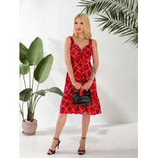 Літня сукня з драпіруванням, арт. 383, червоний геометрія