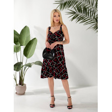 Літня сукня з драпіруванням, арт. 383, чорний геометрія