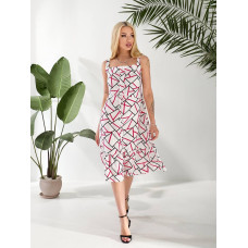 Літня сукня з драпіруванням, арт. 383, білий геометрія