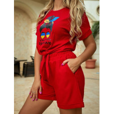 Стильний топ з малюнком, арт. 451/1, червоний