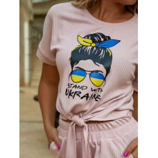 Стильний топ з малюнком, арт. 451/1, яскравіша пудра