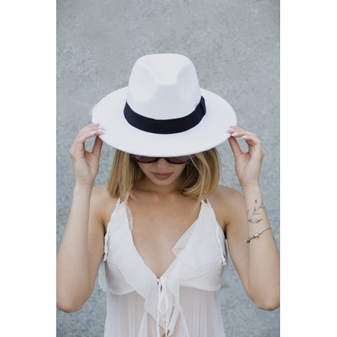 Жіночий Капелюх Fedora З Стрічкою White