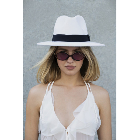 Жіночий Капелюх Fedora З Стрічкою White