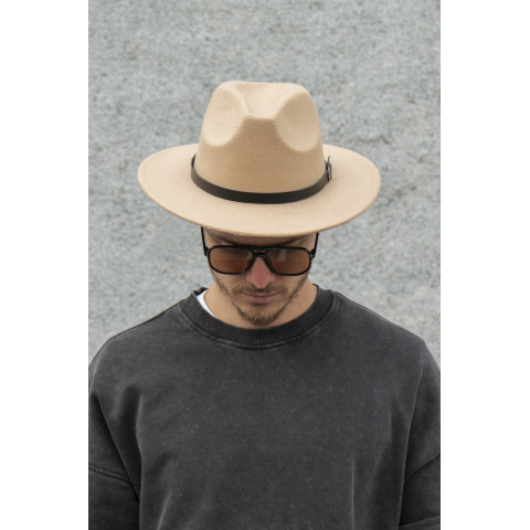 Чоловічий Капелюх Fedora З Ремінцем Beige