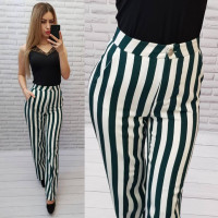 Штани в вертикальну смужку, арт. 188, зелена смужка