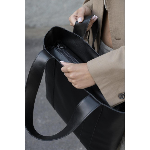 Жіноча Шкіряна Сумка Шопер Without Maxi Black