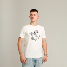 Футболка Pobedov Peremoga - наклейка СОБАКИ ЧОРНА Білий