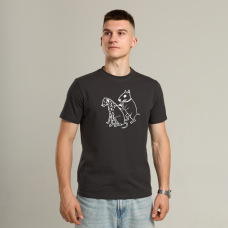 Футболка Pobedov Peremoga - наклейка СОБАКИ БІЛА Темно-сірий