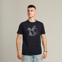 Футболка Pobedov Peremoga - наклейка СОБАКИ БІЛА Темно-синій