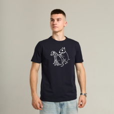 Футболка Pobedov Peremoga - наклейка СОБАКИ БІЛА Темно-синій