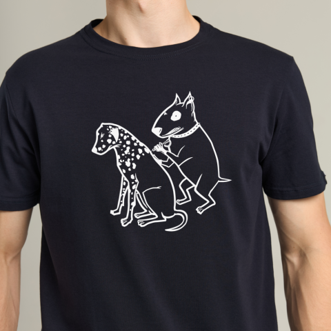 Футболка Pobedov Peremoga - наклейка СОБАКИ БІЛА Темно-синій