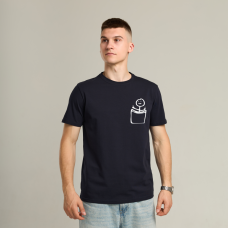 Футболка Pobedov Peremoga - наклейка ЧОЛОВІЧОК З ФАКАМИ БІЛА Темно-синій