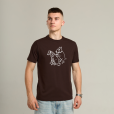 Футболка Pobedov Peremoga - наклейка СОБАКИ БІЛА Шоколадний