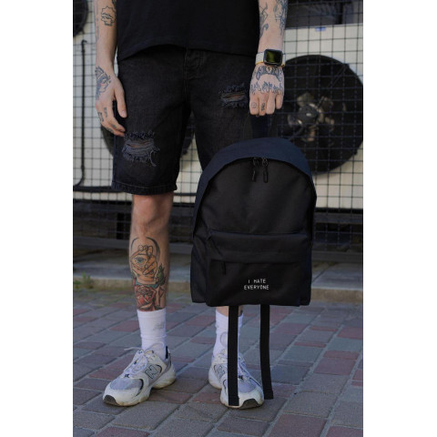 Чоловічий Повсякденний Рюкзак Шкільний Without Compact З Принтом Hate Black