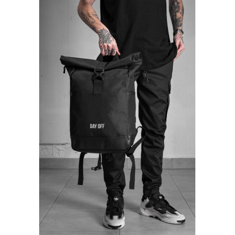Чоловічий Повсякденний Рюкзак Роллтоп Шкільний Without З Принтом DayOff Black