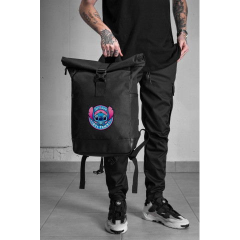 Повсякденний Рюкзак Роллтоп Шкільний Для Хлопчика Without З Принтом Стіч Black