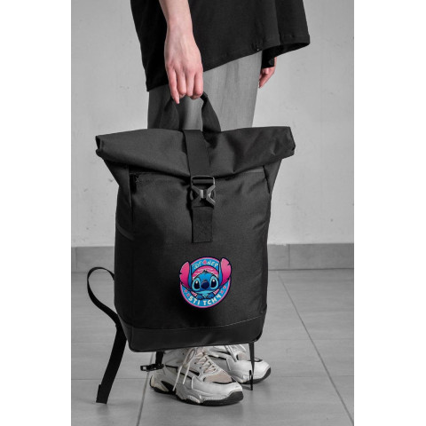 Повсякденний Рюкзак Роллтоп Шкільний Для Дівчинки Without З Принтом Стіч Black