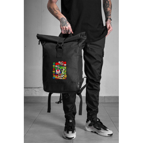 Повсякденний Рюкзак Роллтоп Шкільний Для Хлопчика Without З Принтом Супер Маріо Black