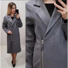 Замшеве пальто, арт. М100, колір сірий