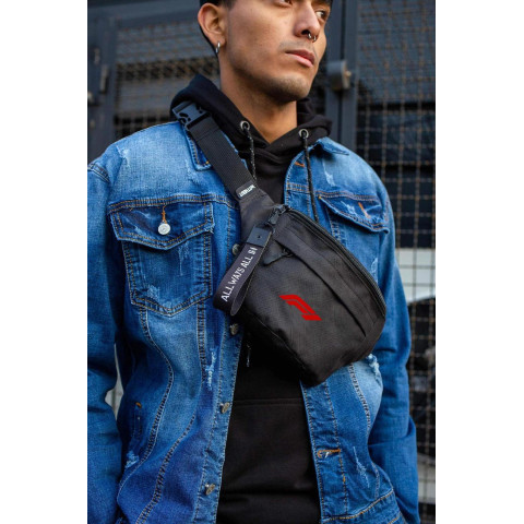 Чоловіча Сумка Бананка Барсетка Через Плече Without з Принтом F1Red Black