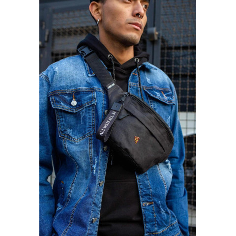 Чоловіча Сумка Бананка Барсетка Через Плече Without з Принтом Pizza Black