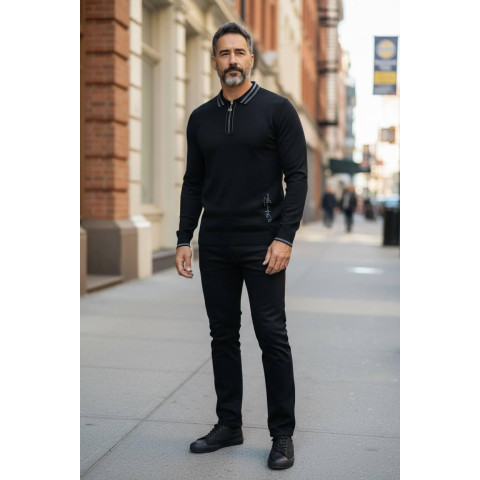 Джемпер поло STEFANO RICCI чорний SwiatSR008