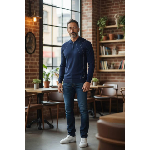 Джемпер поло BILLIONAIRE синій SwiatBIL007