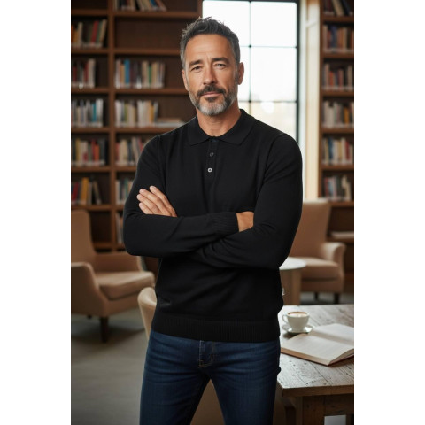 Джемпер поло HERMES чорний SwiatHRM011