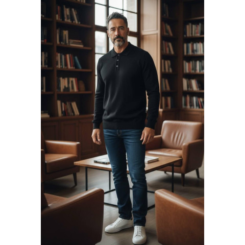 Джемпер поло HERMES чорний SwiatHRM011