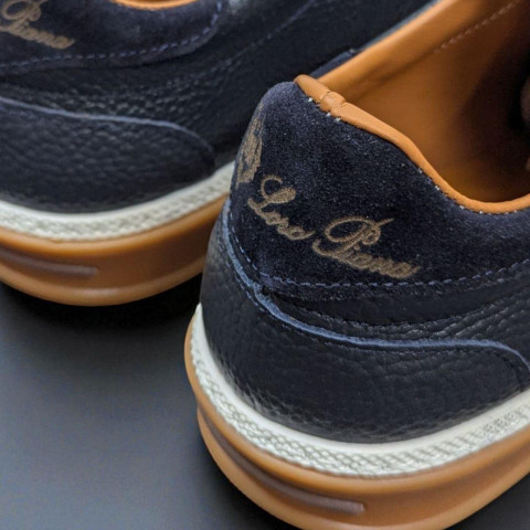 Кеди Loro Piana натуральна шкіра/замш СИНІЙ SinLP004