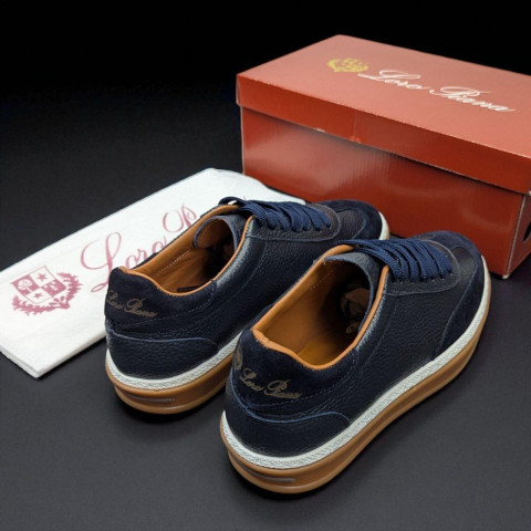 Кеди Loro Piana натуральна шкіра/замш СИНІЙ SinLP004