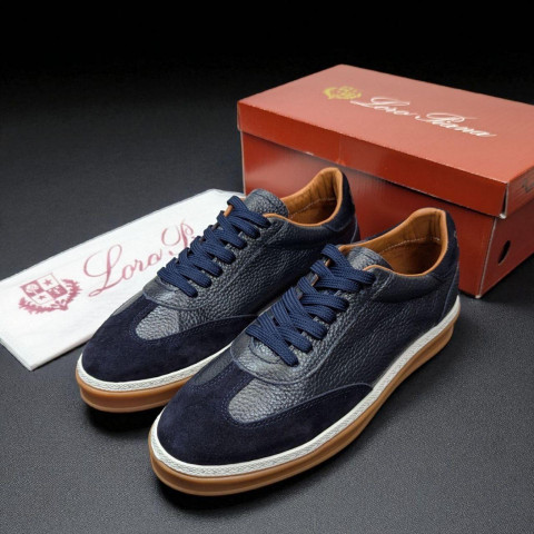 Кеди Loro Piana натуральна шкіра/замш СИНІЙ SinLP004