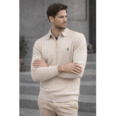 Джемпер поло POLO світло бежево-сірий SwiatPRL007