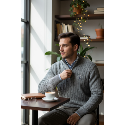 Кофта на стійку POLO сірий SwiatPRL009