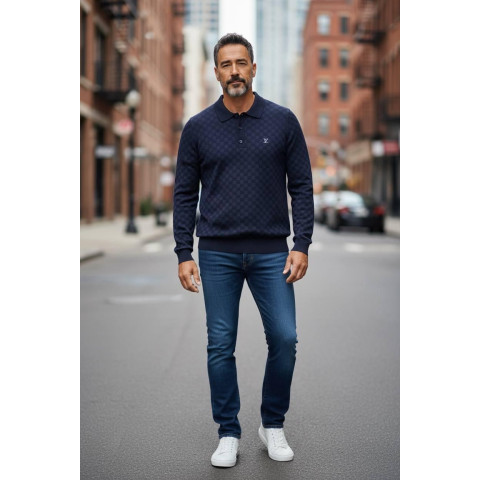 Джемпер поло лонг LOUIS VUITTON синій SwiatLVN009