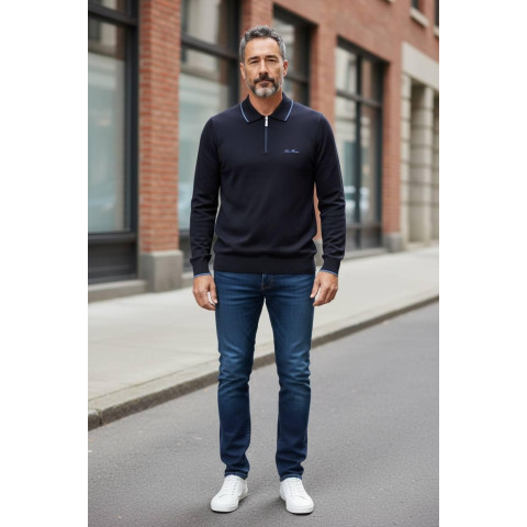 Джемпер поло лонг Loro Piana синій SwiatLP024