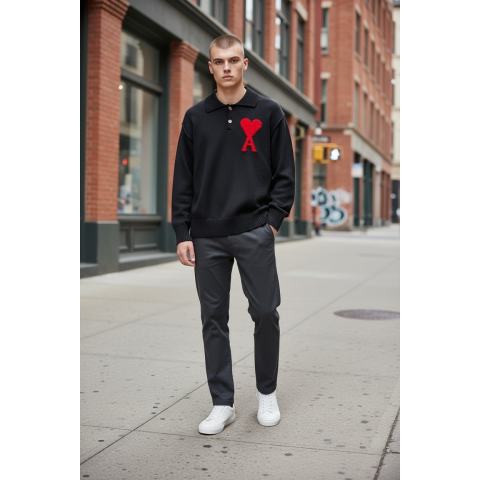 Кофта поло AMI чорний Swiatam005