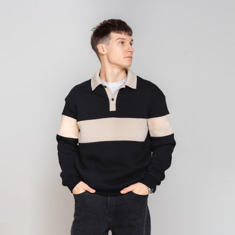 Джемпер Pobedov Dual з коміром Чорно-молочний