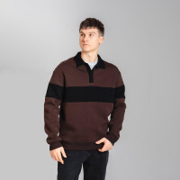 Джемпер Pobedov Dual з коміром Шоколадно-чорний