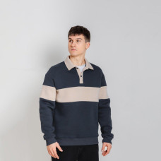 Джемпер Pobedov Dual з коміром Темно-сірий-молочний