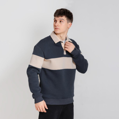 Джемпер Pobedov Dual з коміром Темно-сірий-молочний