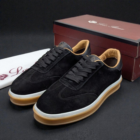 Кеди Loro Piana натуральна замша ЧОРНИЙ Snik001