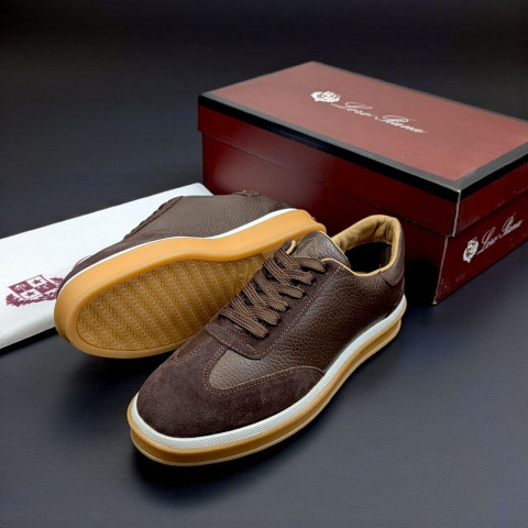 Кеди Loro Piana натуральна шкіра/замша ШОКОЛАД Snik002