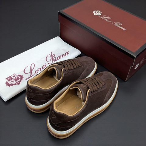 Кеди Loro Piana натуральна шкіра/замша ШОКОЛАД Snik002