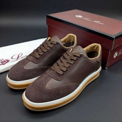 Кеди Loro Piana натуральна шкіра/замша ШОКОЛАД Snik002