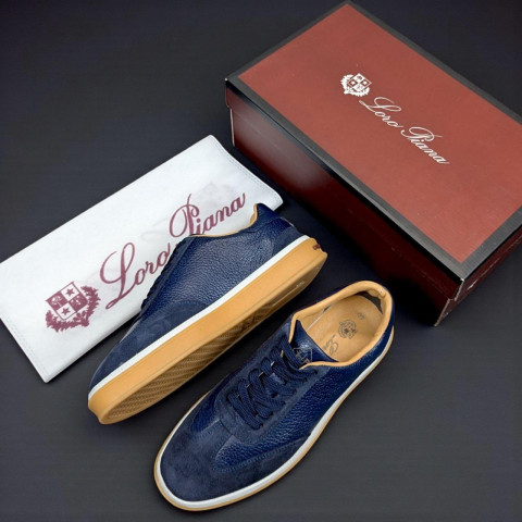 Кеди Loro Piana натуральна шкіра/замша СИНІЙ Snik002