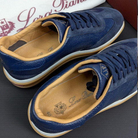 Кеди Loro Piana натуральна шкіра/замша СИНІЙ Snik002