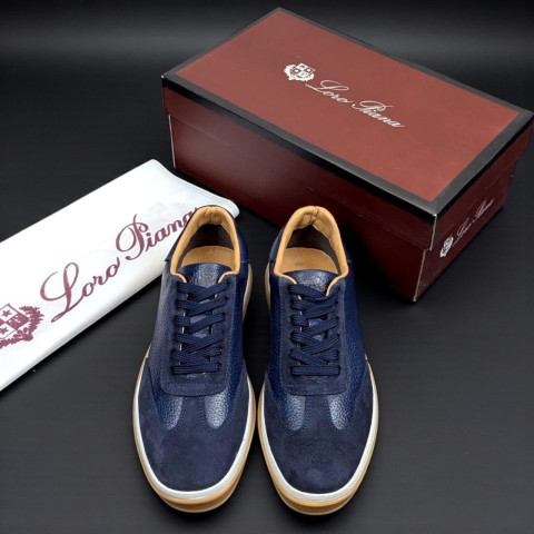 Кеди Loro Piana натуральна шкіра/замша СИНІЙ Snik002